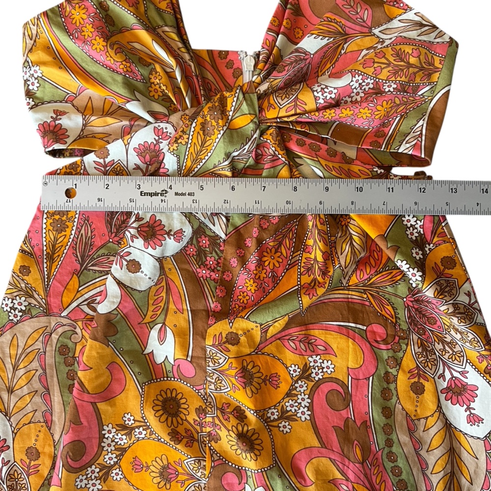 NWT Gianni Bini Ruby Paisley V-Neck Sleeveless Mini Dress 70's Style Cutouts Sz0 - Picture 14 of 15